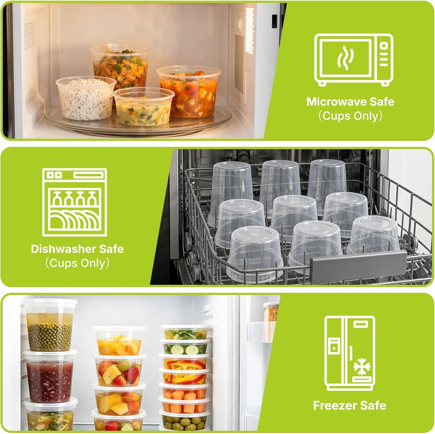 60 Leakproof Deli Containers with Lids – 5 Sizes, BPA Free, Microwave Safe
