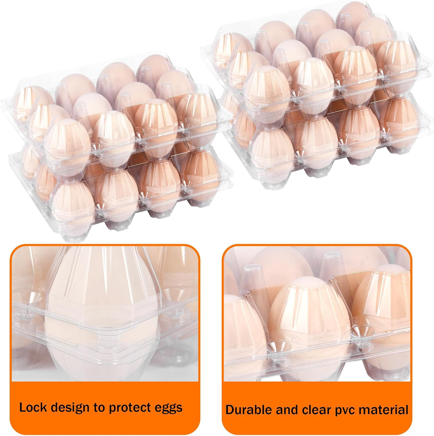 50 Pack 12 Count Plastic Egg Cartons – Bulk Cheap Clear Reusable Egg Containers