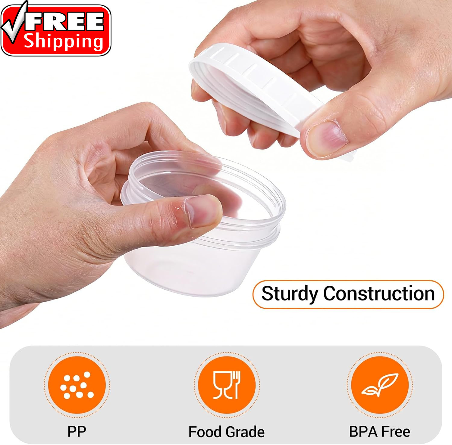5 Oz Small Plastic Containers with Twist on Lids [20 Sets], Stackable Little Foo