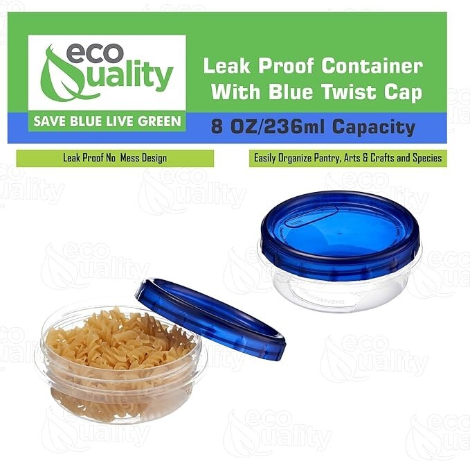 8oz Twist Top Storage Containers – Airtight Plastic Food Storage Canisters 192pc