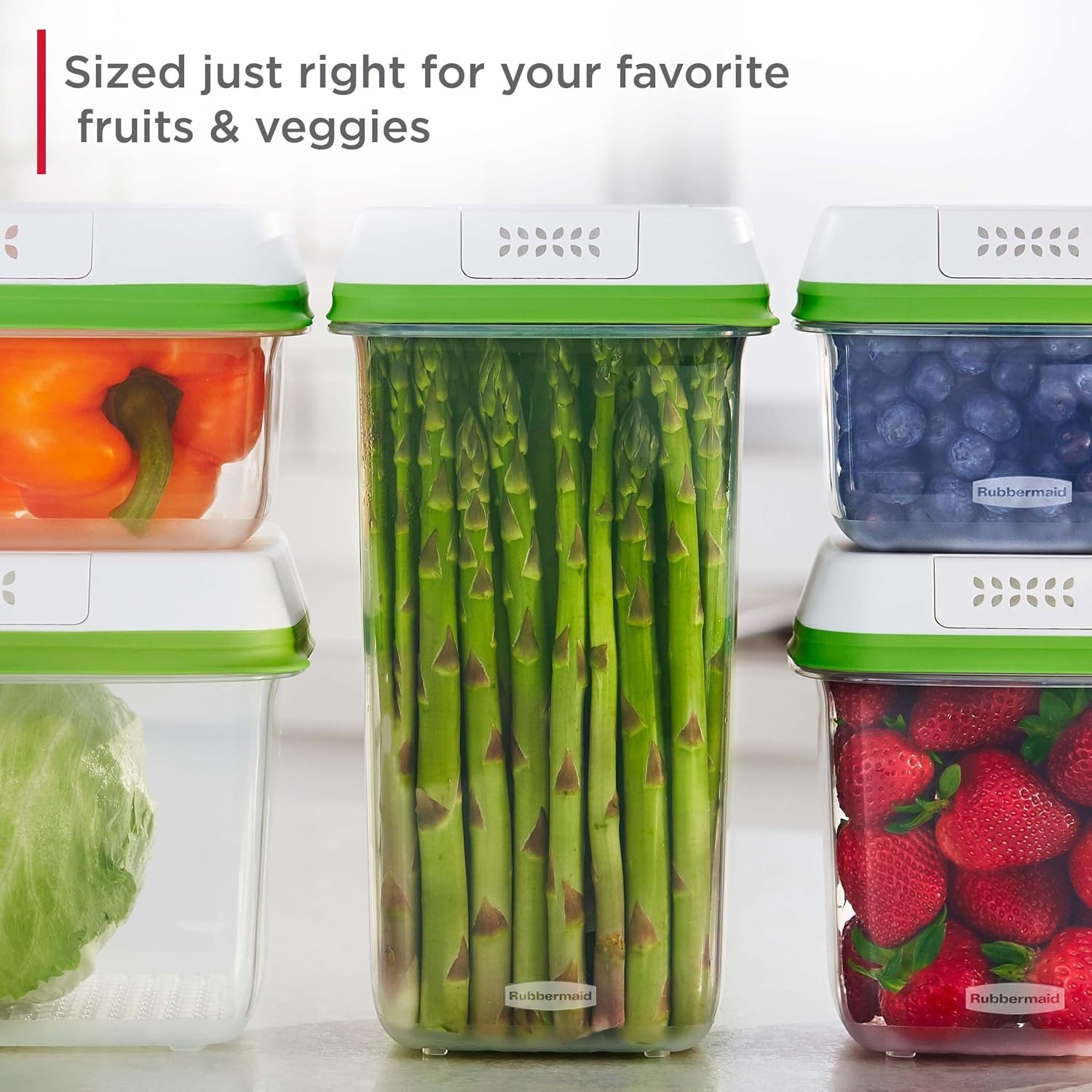 FreshWorks Produce Saver Medium & Large Storage Containers 8-Piece Set Set of 4