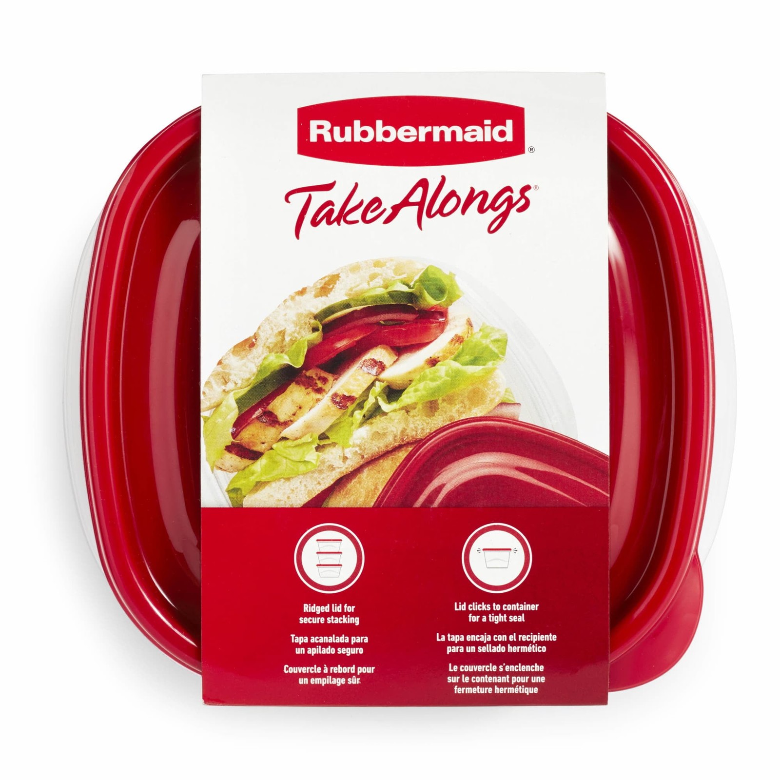 TakeAlongs 2.9-Cup Square Food Storage Containers, 4-Pack, Red
