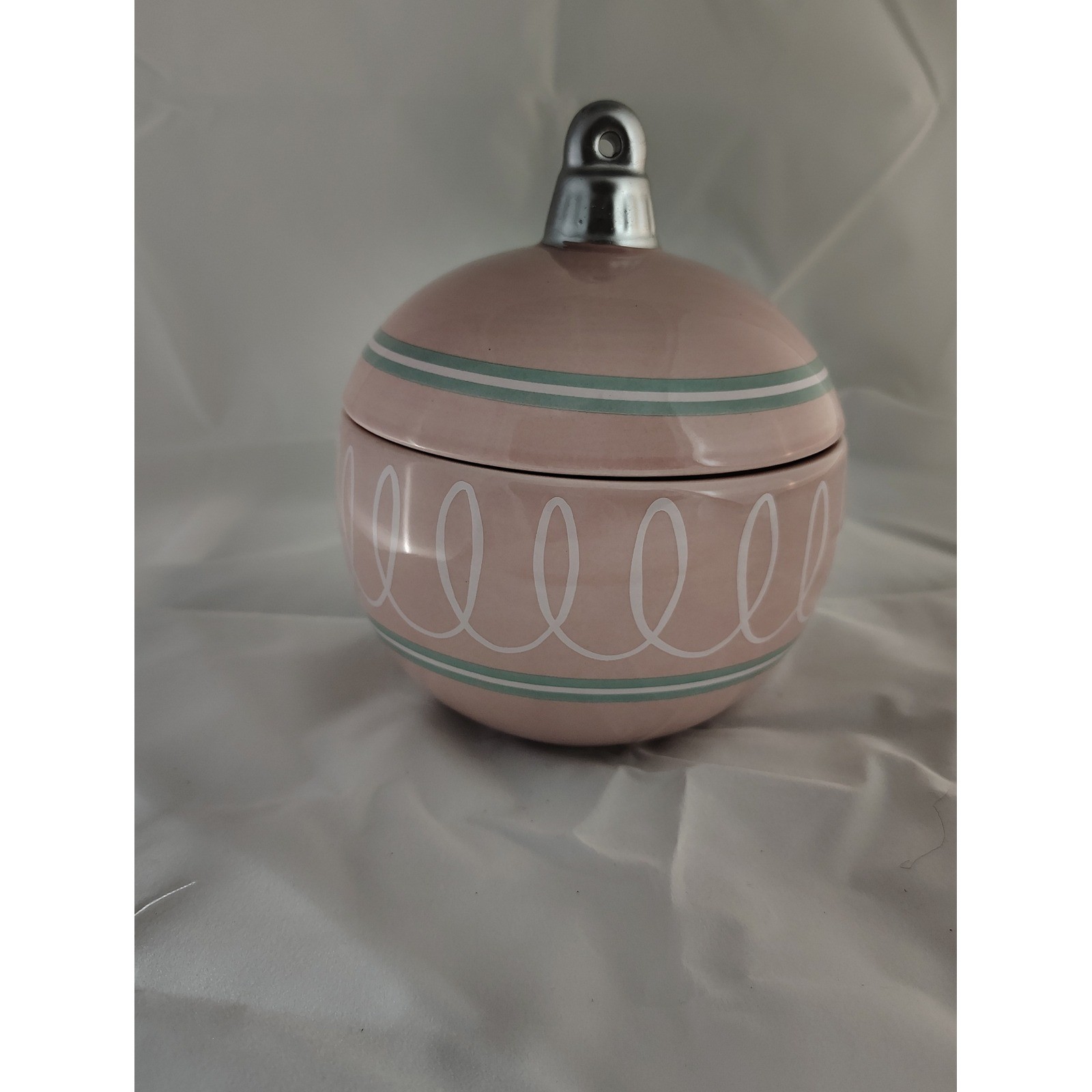 Candy Dish Jar with Lid Pink Decorative Christmas Holiday Candy Dish