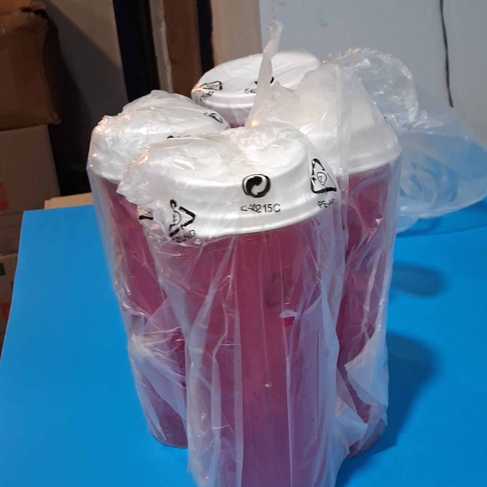 Tupperware 15 oz Stackable Tumblers Pink/Purple w/ White Snap Lids Set of 12