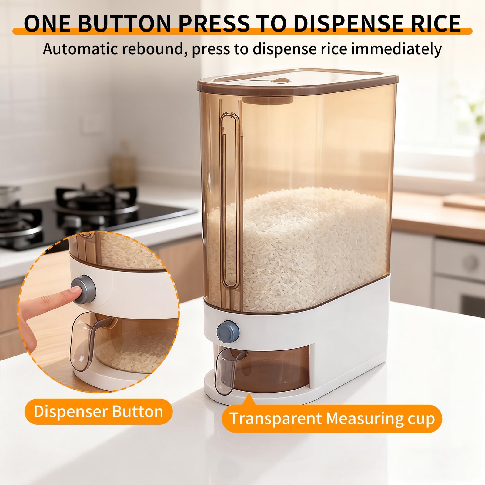 TQXOFDV Rice Storage Container, Airtight Food Storage Bin with Dispenser, Moi…