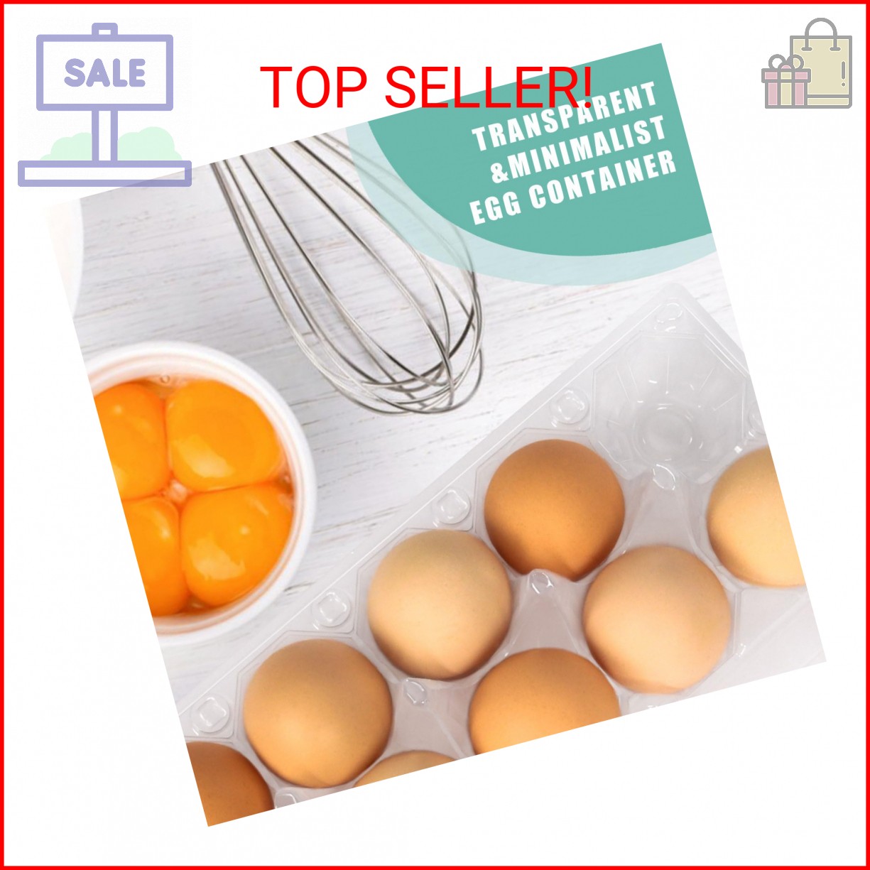 SINLUCESCE 40 Packs 12 Count Plastic Egg Cartons, 2 * 6 Grids Design, Perfect fo