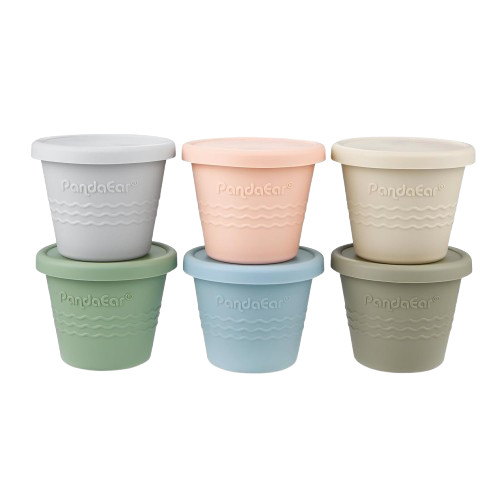 PandaEar 6 Pack 4 oz Silicone Baby Food Storage Containers Reusable Snack