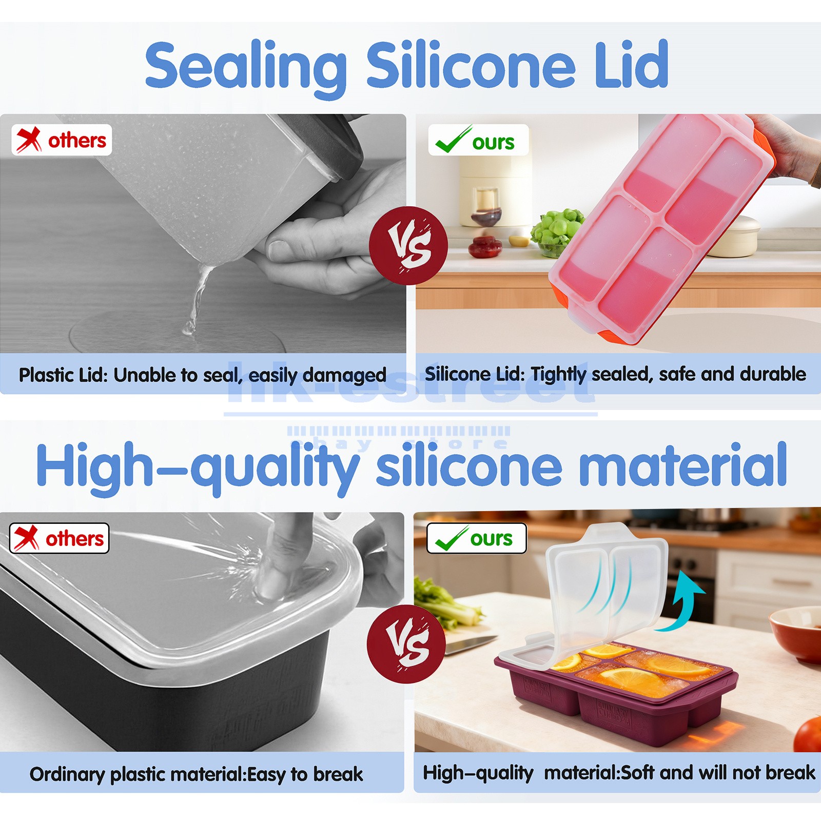 CulinaryCubed 2 Pack Stackable Food Storage Containers Airtight & Leakproof Set