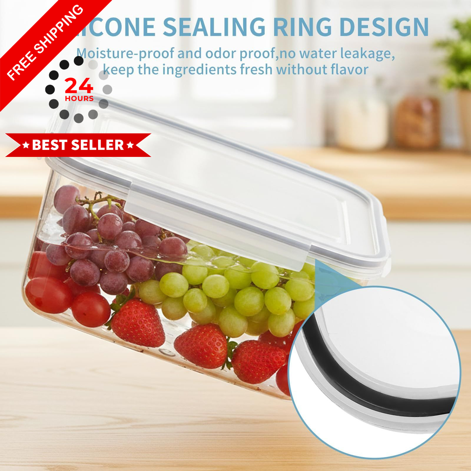 Dukrouk Grape Container for Fridge,3PCS(0.9-13.5Qt) Standard, Clear