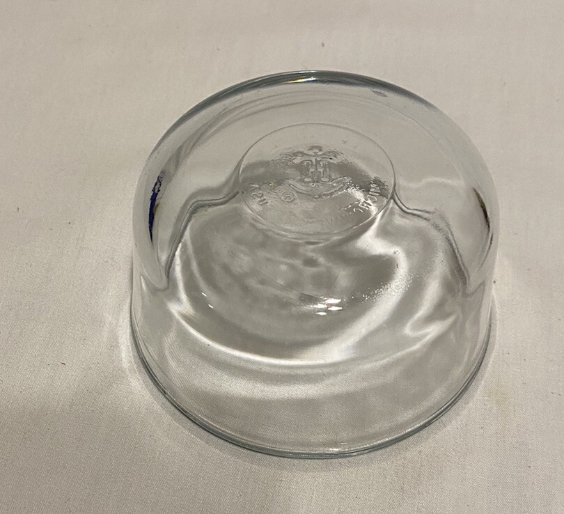 Anchor Clear Glass Container 1 cup 236mL Blue Plastic Lid Made USA