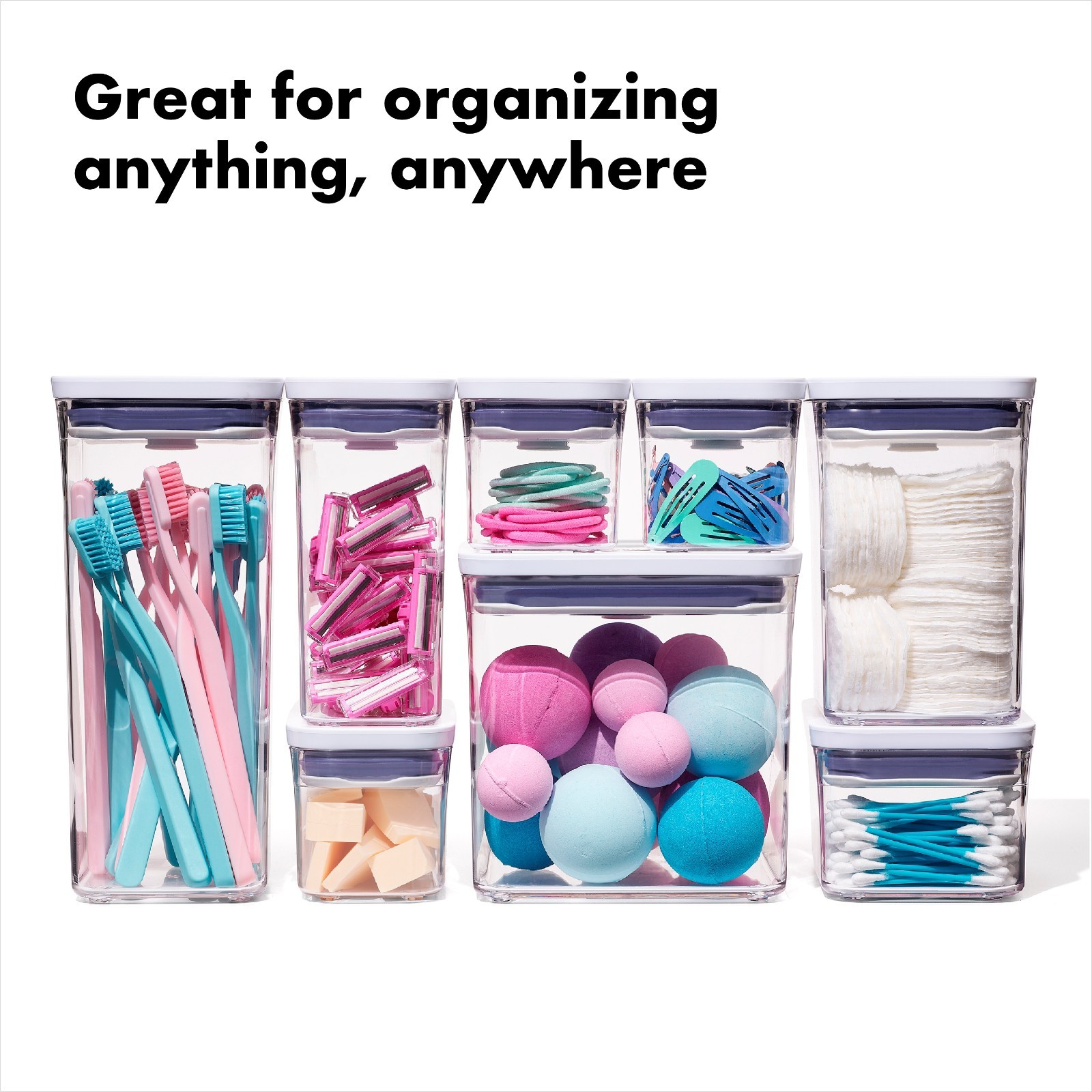 OXO POP Container 3-Piece Everyday Food Storage Container Set, White