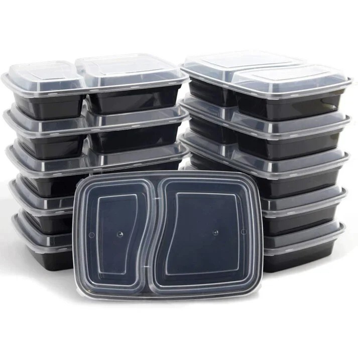 150 Set Meal Prep 30 oz Microwaveable Food Containers With Lid Two Compartment