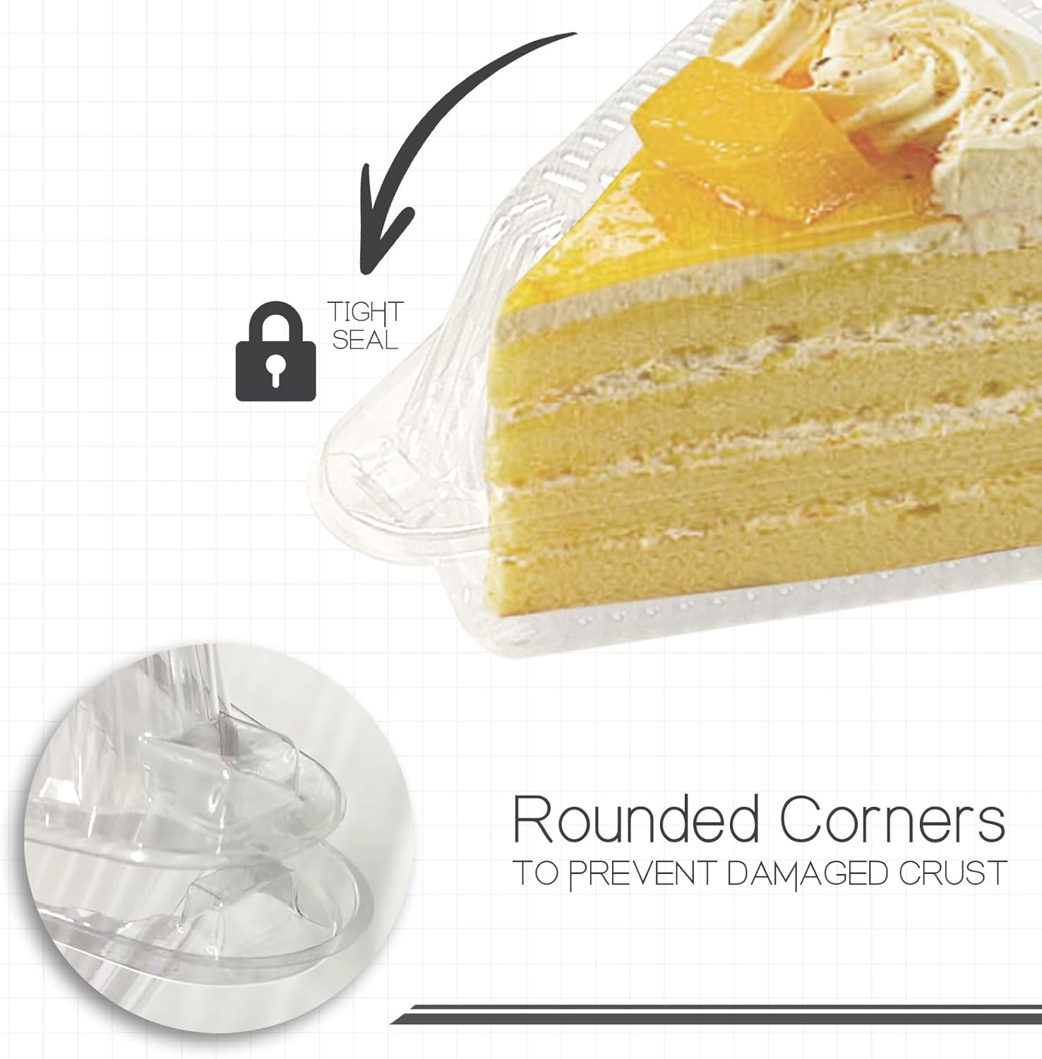 YOIYINI Thickened Extra Large 50Pcs Cake Slice Containers,4.4 Inch Pie Slice Con
