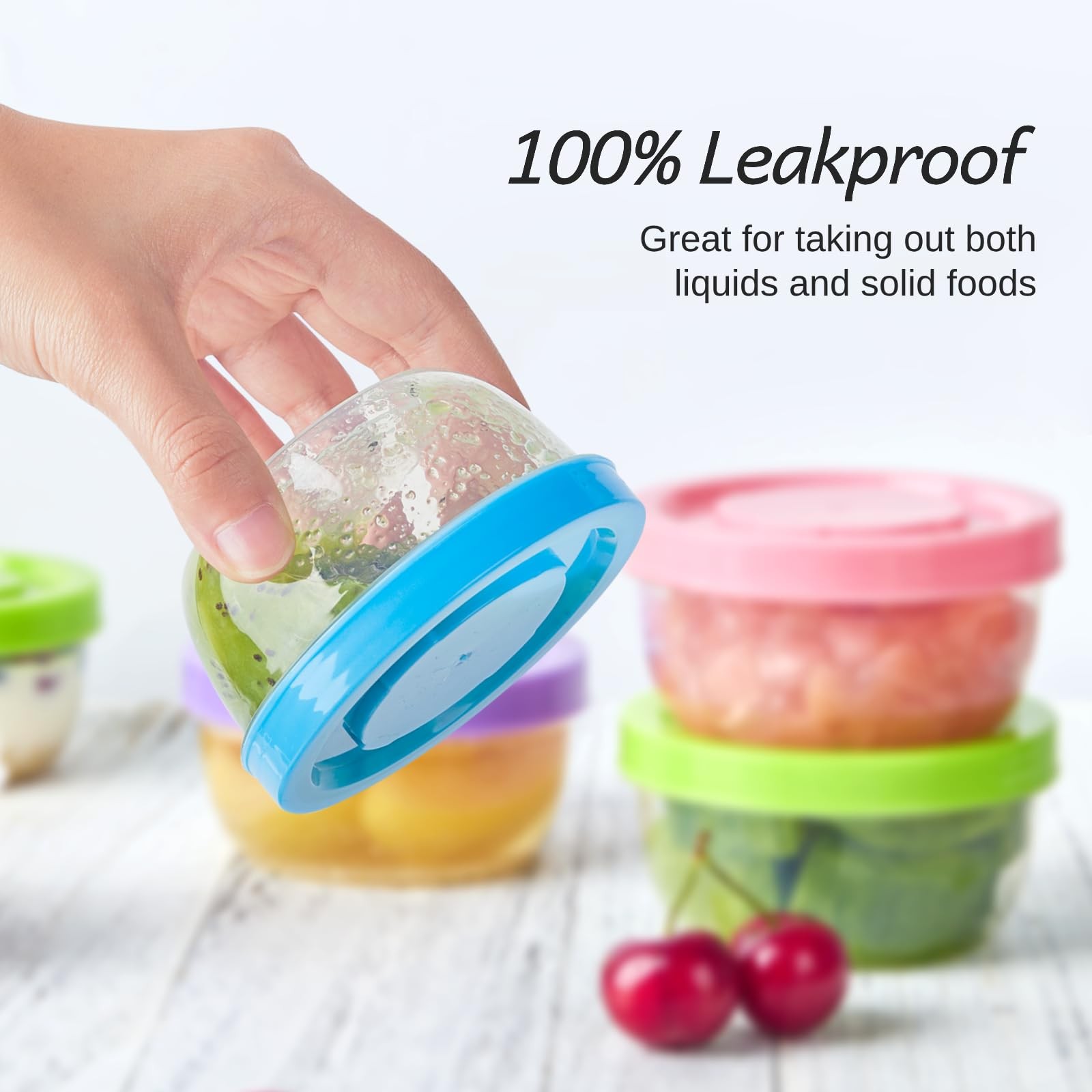 Zezzxu 5 oz Small Freezer Storage Containers 5 oz, Purple, Pink, Blue, Green