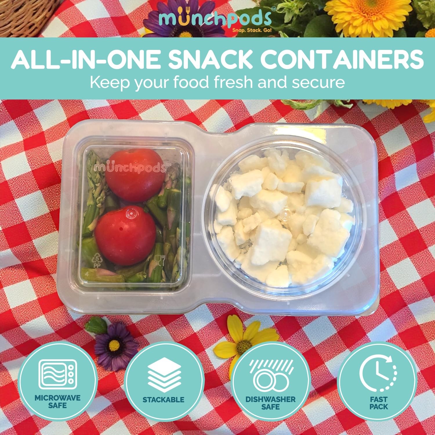 Reusable Snack Containers with Lids 20 Pack (40 Pieces) Portion control, Snac…