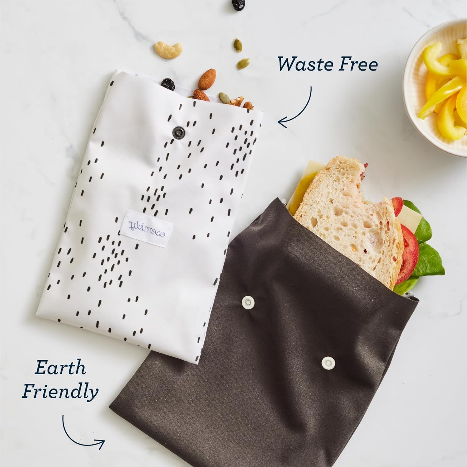 Esembly Snack + Sammy Pouches – Reusable One Size, Botanic Gardens Amethyst