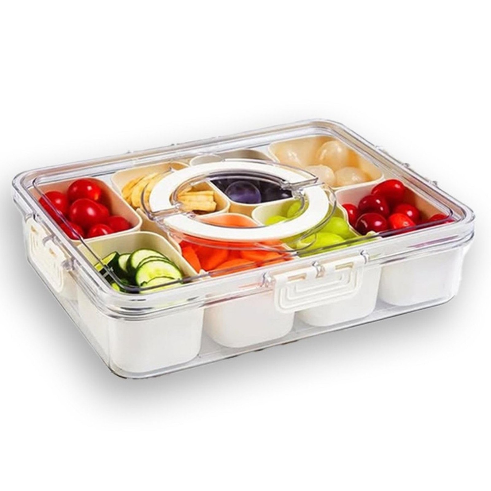 Serving Tray with Lid and Handle Divided Snackle Container Multi Compartment …
