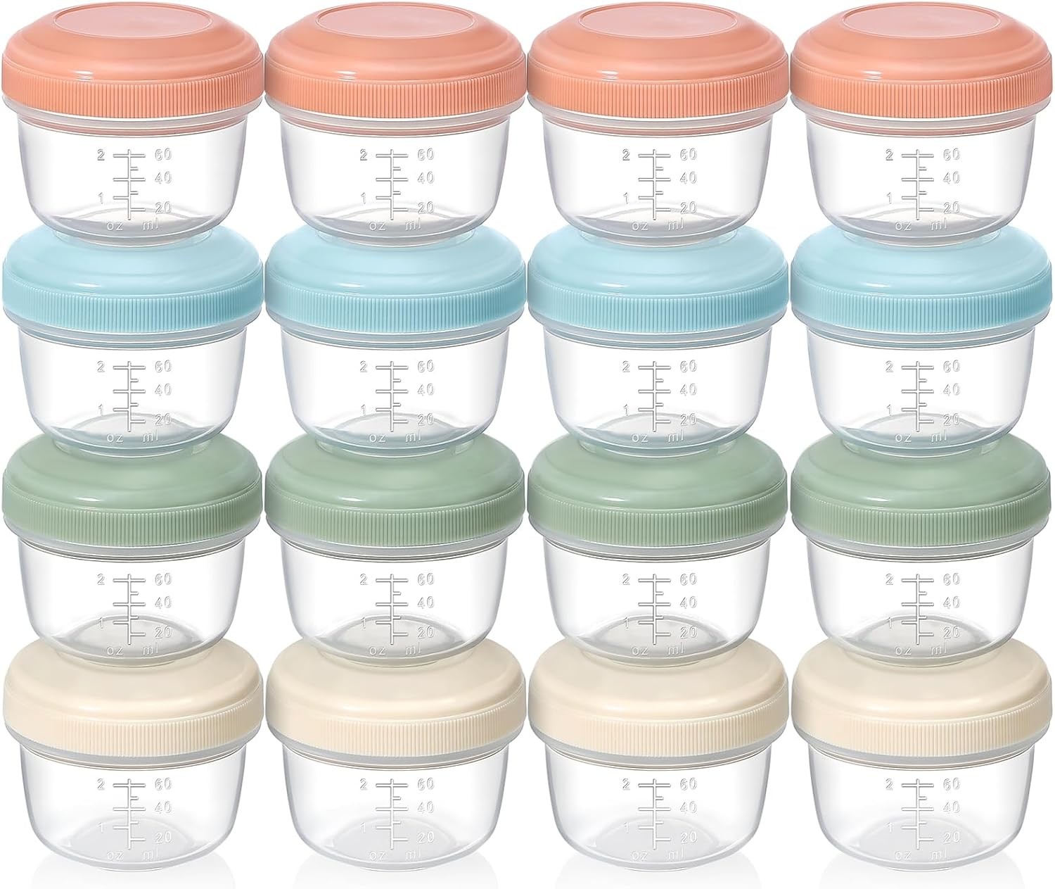 [16 Pack] 4 oz Small Containers with Lids, Reusable Plastic Jars for Snack