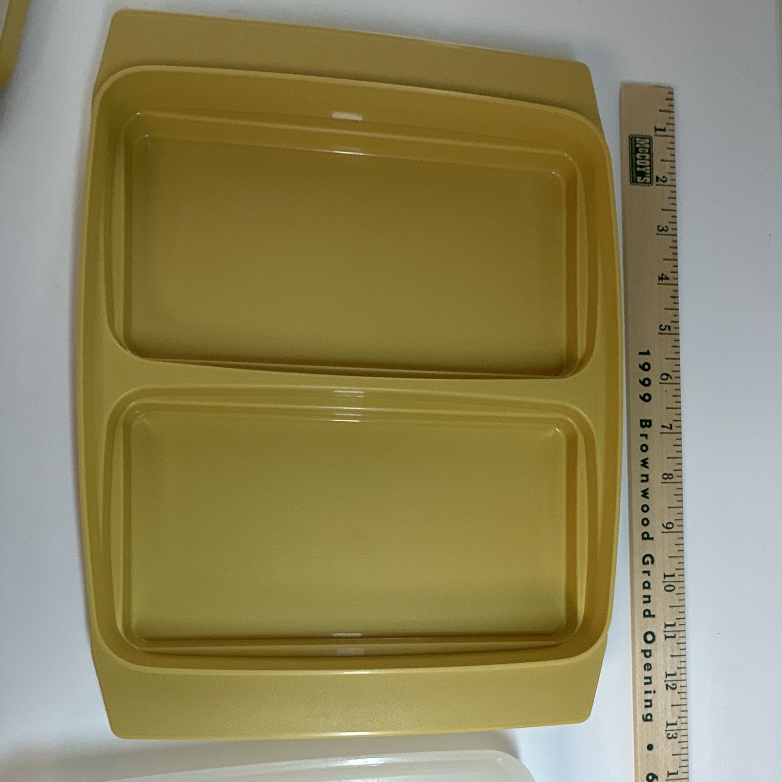 Tupperware 7 oz Square Plastic Food Storage Container, Beige Snap Lid