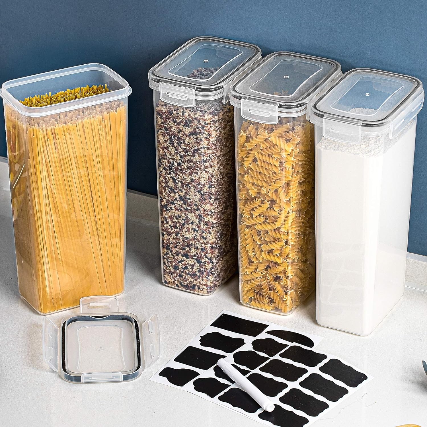 Vtopmart Airtight Food Storage Containers with Lids, 4 PCS 2.8L Pasta Containers