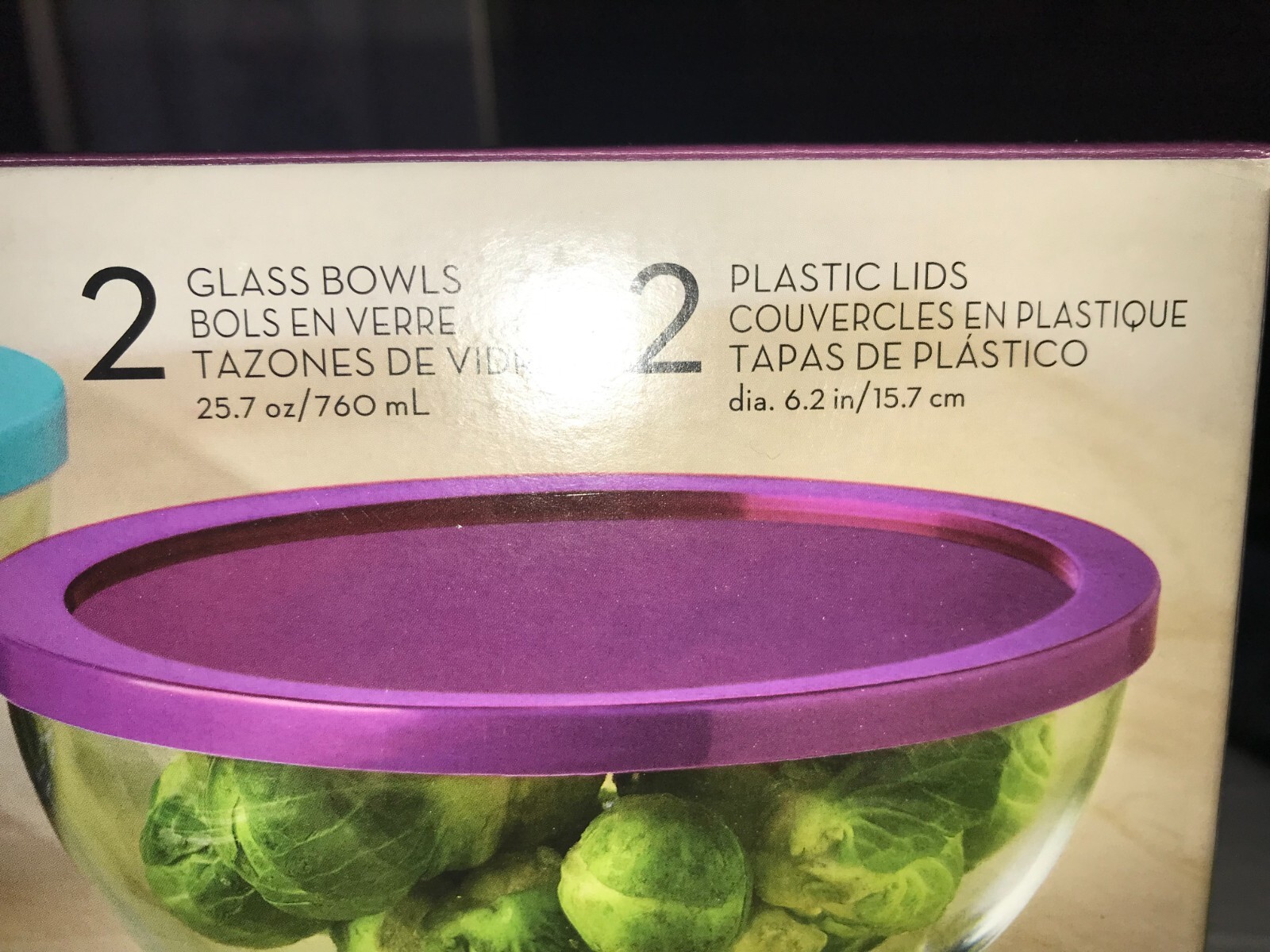 NOS htf LIBBEY Glass 8-Piece SET Food STORAGE Container BOWLS with Plastic LIDS