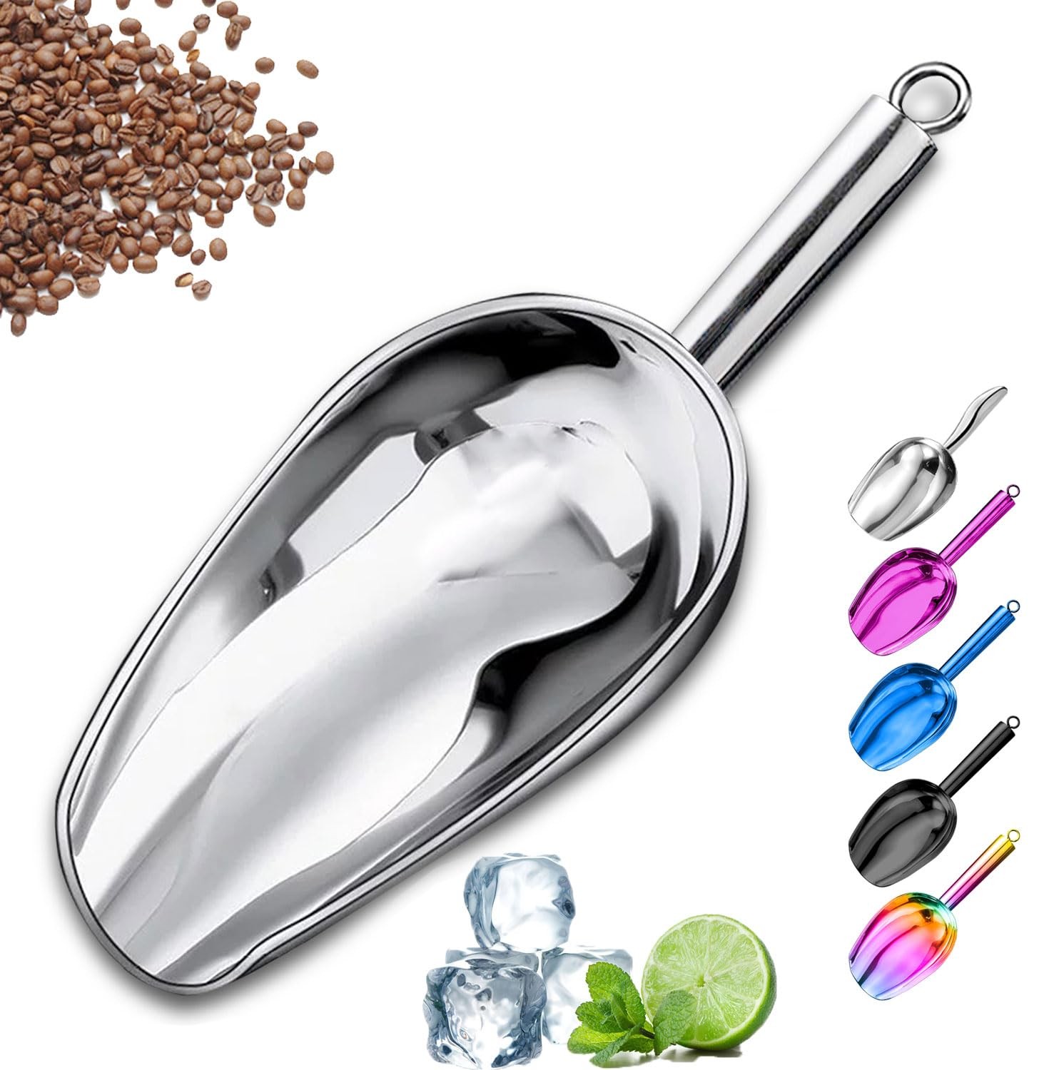 Stainless Steel Ice Scooper for Ice Maker Ice Bucket Freezer Dog Food Scoop, 8oz
