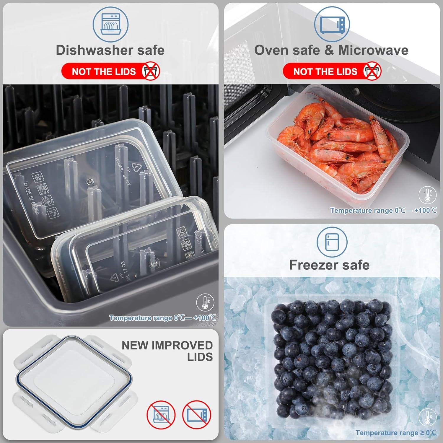 28 Pieces Food Storage Containers with Lids EXTRA LARGE Freezer Containers for F