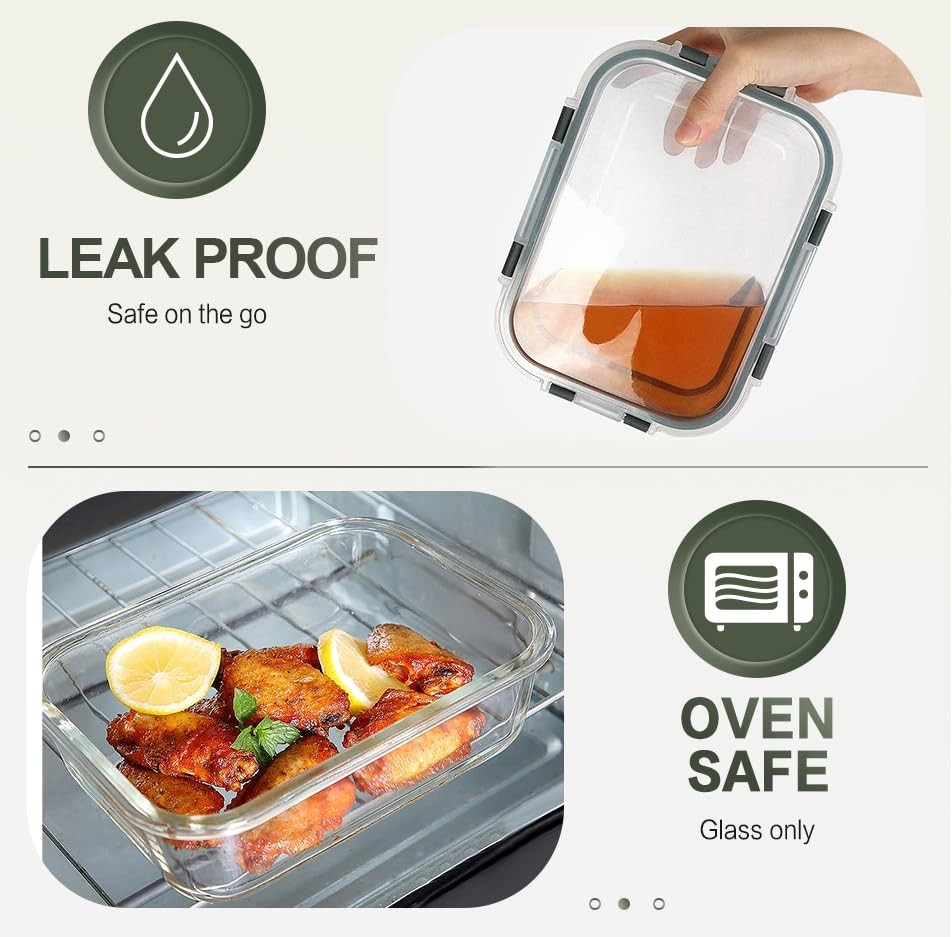 10 Packs 30 oz Glass Meal Prep Containers,Glass Food Storage Containers