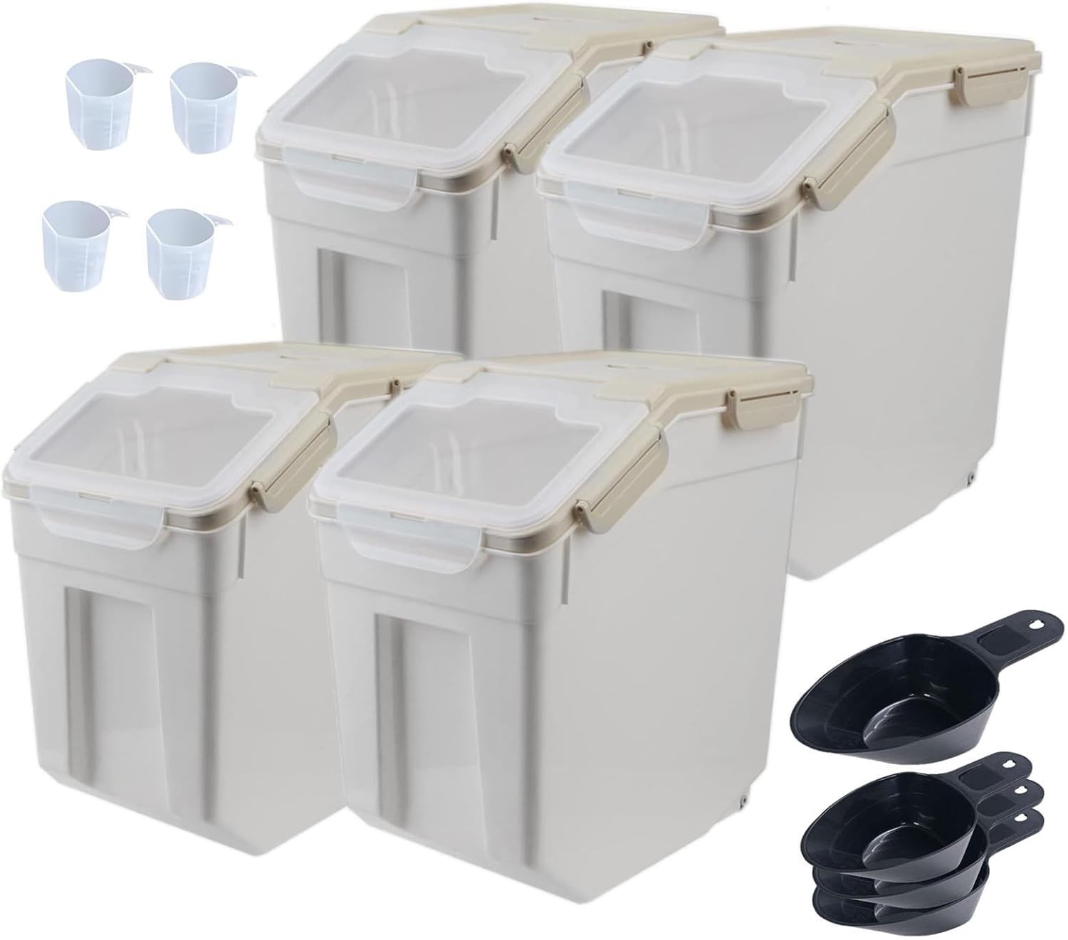 2 Pack Rice Storage Container 25 lbs Airtight Flour Storage Containers W/ Lid &