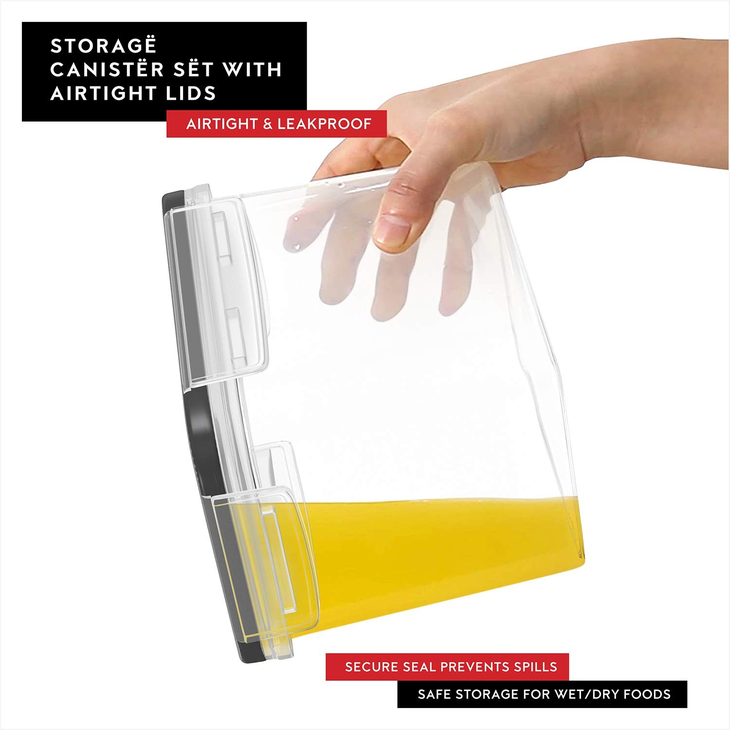Flour Sugar Storage Containers Set of 4; 3.6L Plastic Airtight Food Storage C…