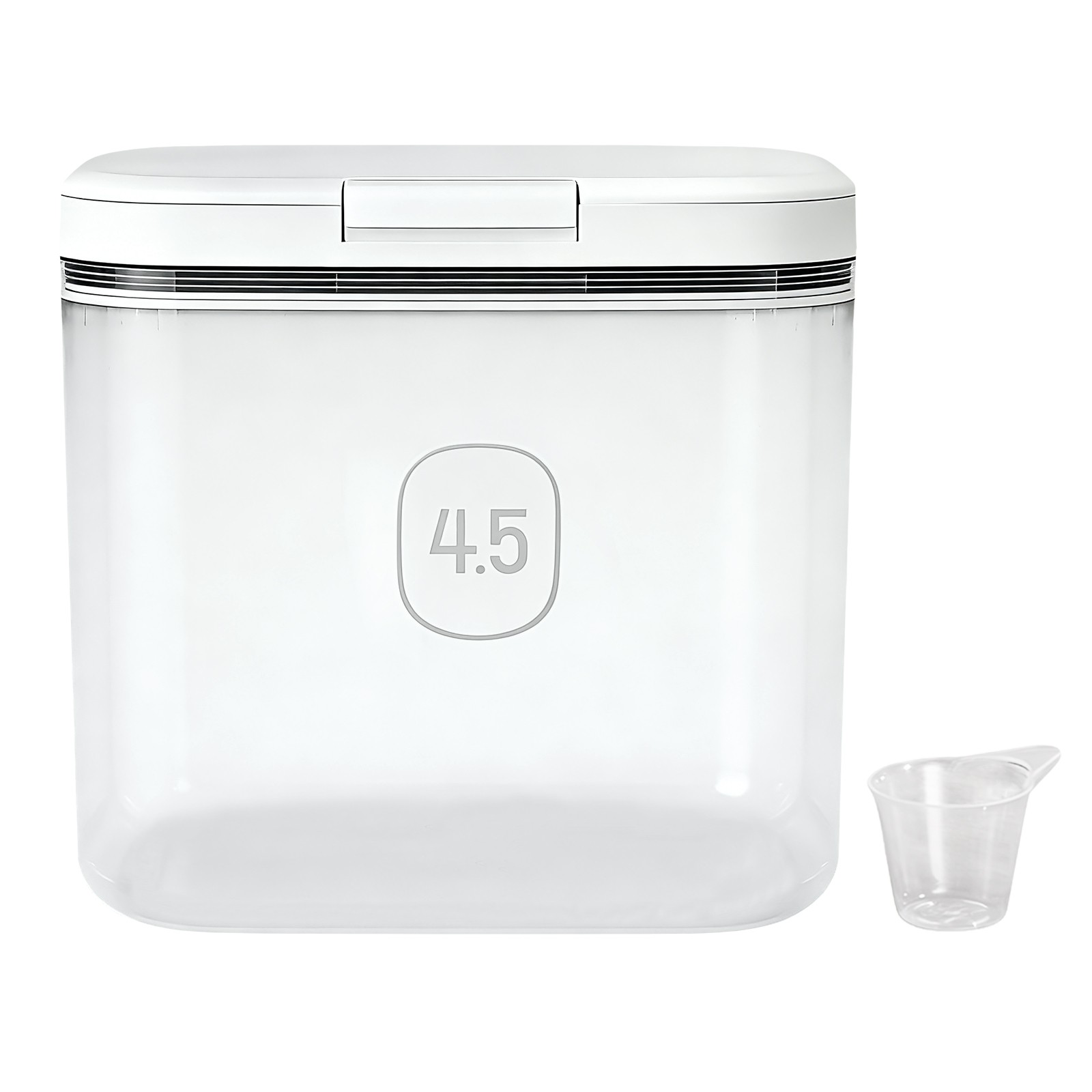 4.5L Flour Container with Measuring Cup, 8.07*6.54*7.6in PET Flour Container