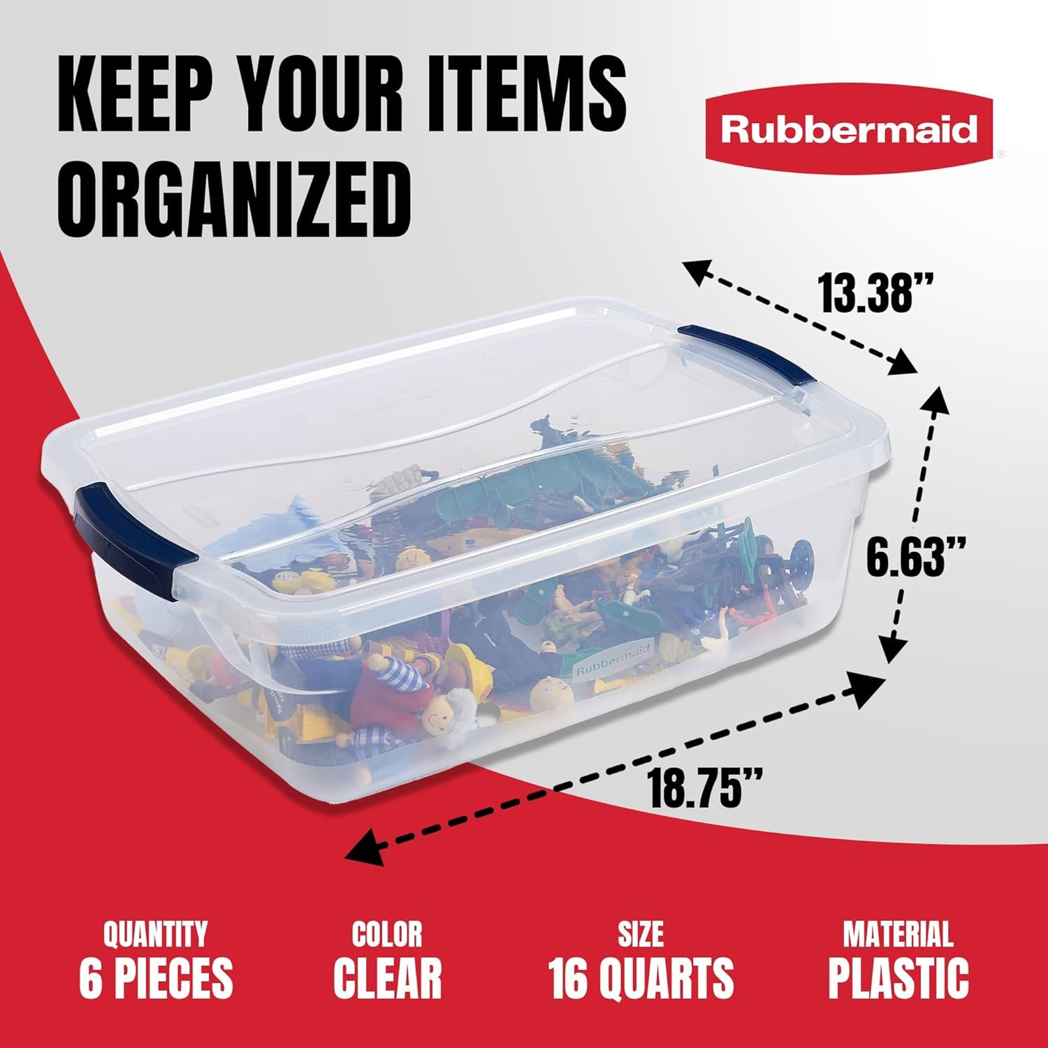 Rubbermaid Cleverstore 17 Qt Clear Stackable Storage Bins Lids 6-Pack Kitchen