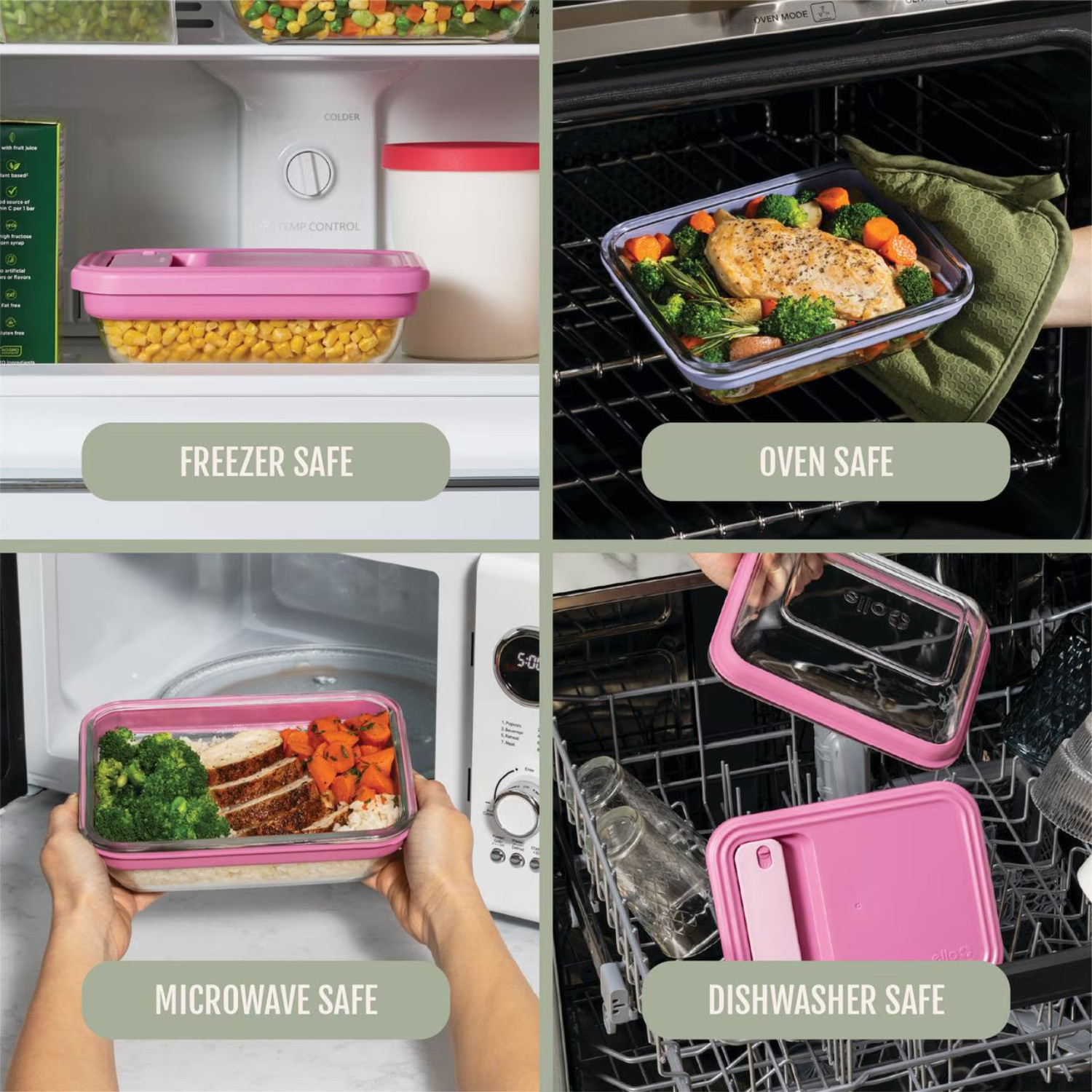 Ello Fresh Stack Glass Meal Prep Set 3.7 Cup 8 Piece Food Storage