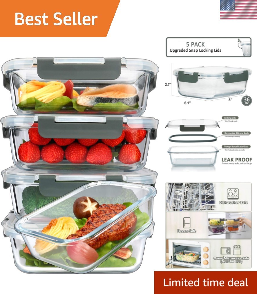 Leak-Resistant 36 Oz Glass Meal Prep Containers – 5 Easy Stack Designs