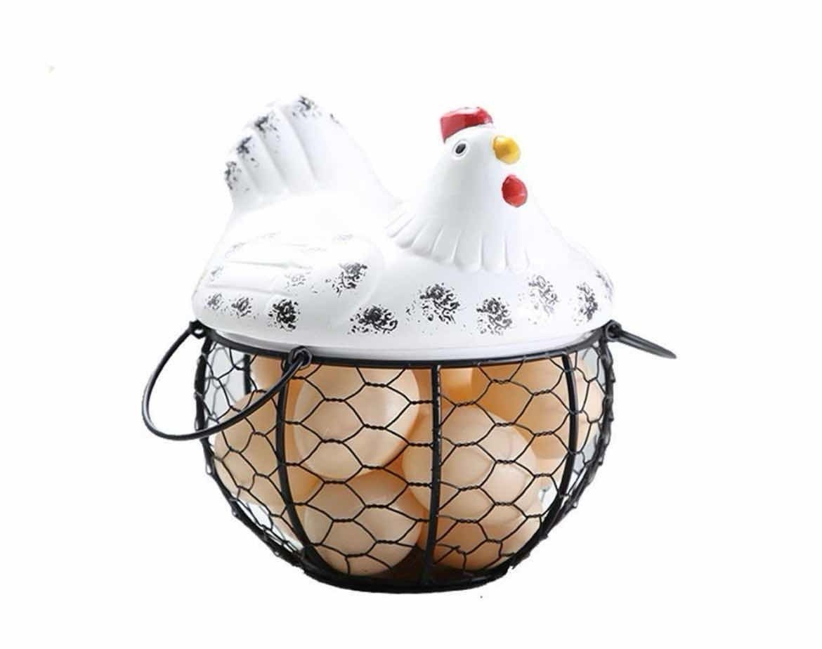 CHICKEN EGG BASKET CHICKEN EGG HOLDER DECORATIVE FARMHOUSE STORAGE CONTAINER NEW