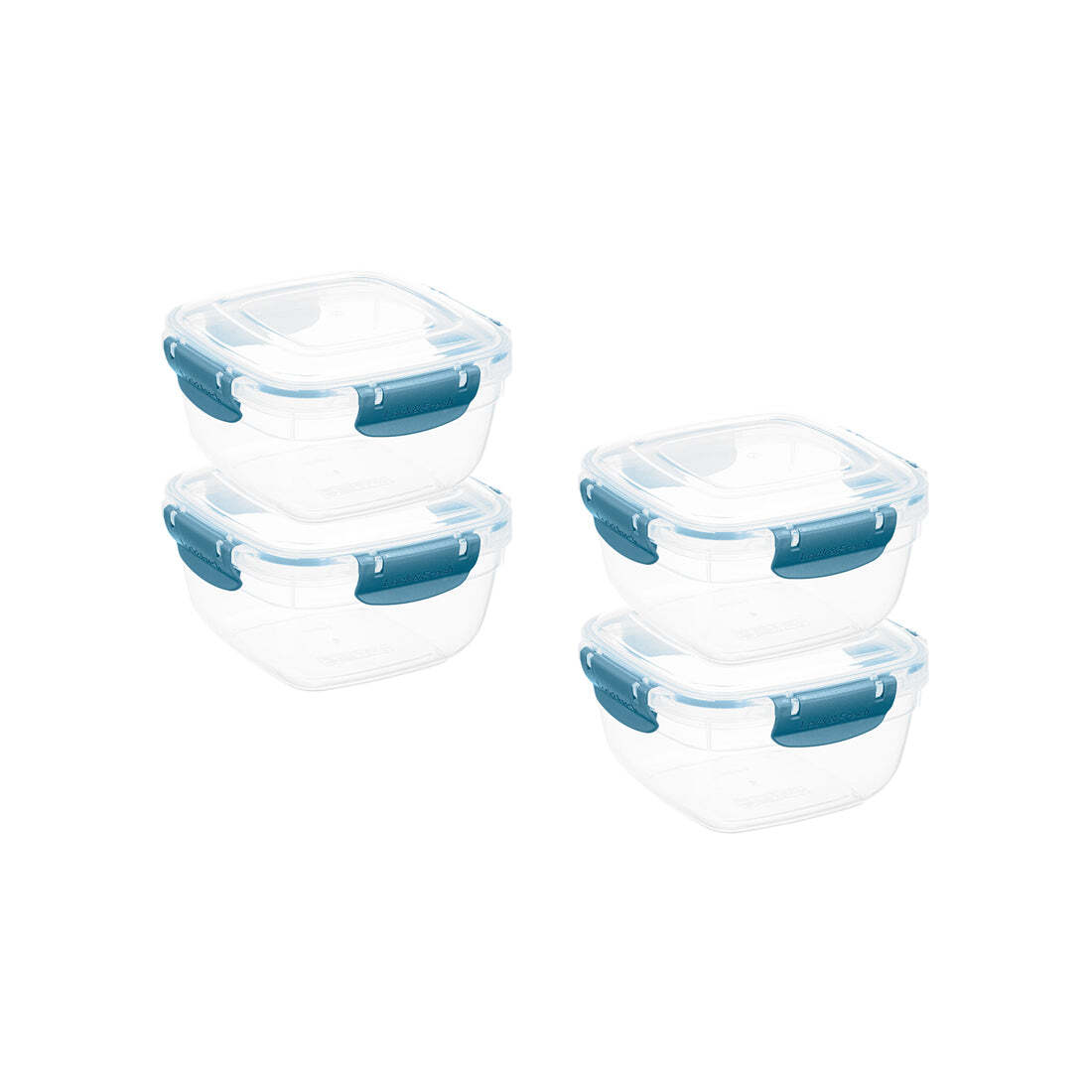Superio Plastic Food Storage Containers, Airtight Lids, 48 oz., Blue, 4 pack