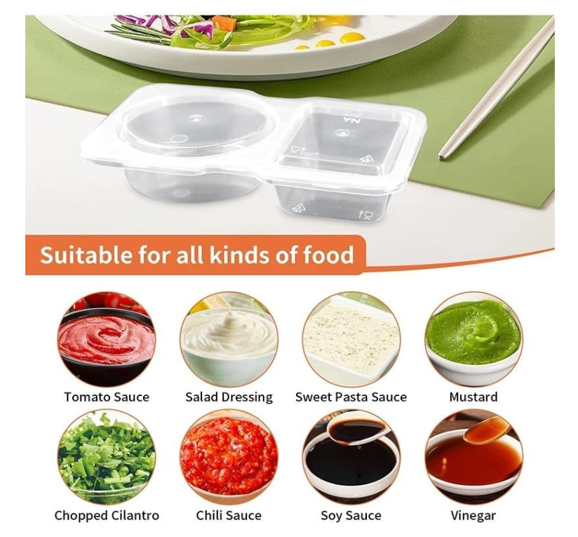 20PCS Double Compartment Condiment Container With Lids – Reusable Snack Pack …