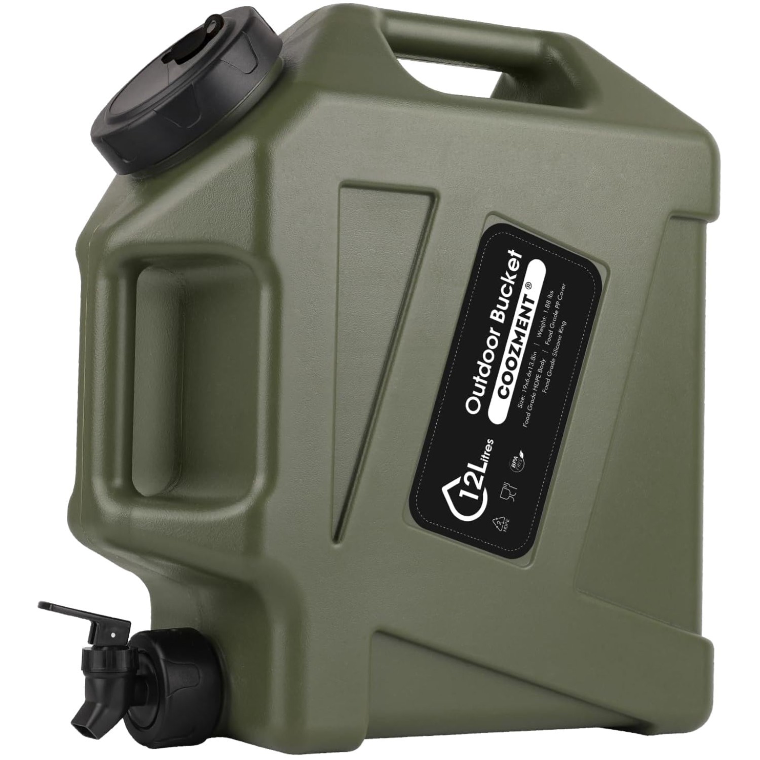 Lightweight Green Water Container with Spigot – 3.2 Gallon