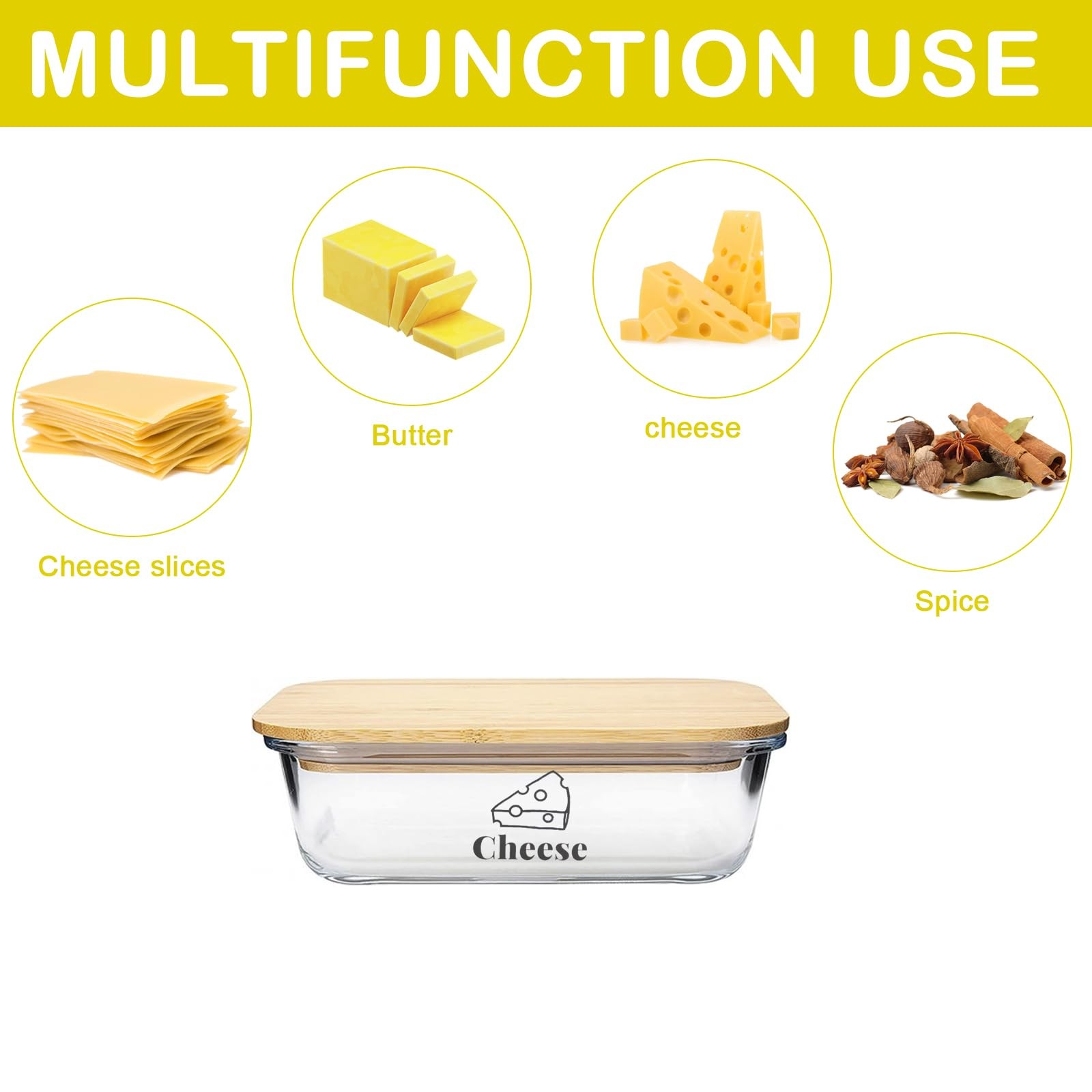 Yomjarl Cheese Container for 8.6 X 6.4 X 2.5 Inches, transparent