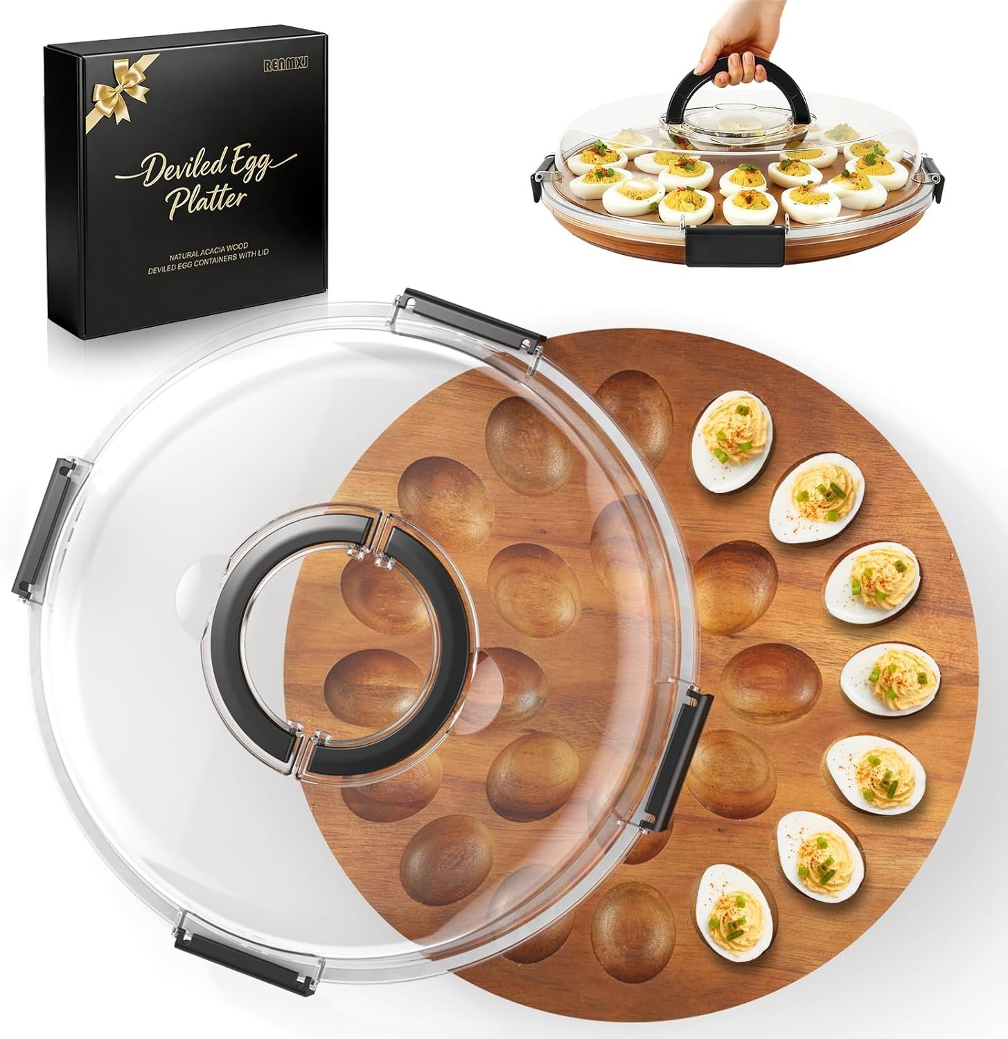Deviled Egg Containers with Lid, Easter Gifts Set 24 Eggs, 2026 Upgraded Acac…