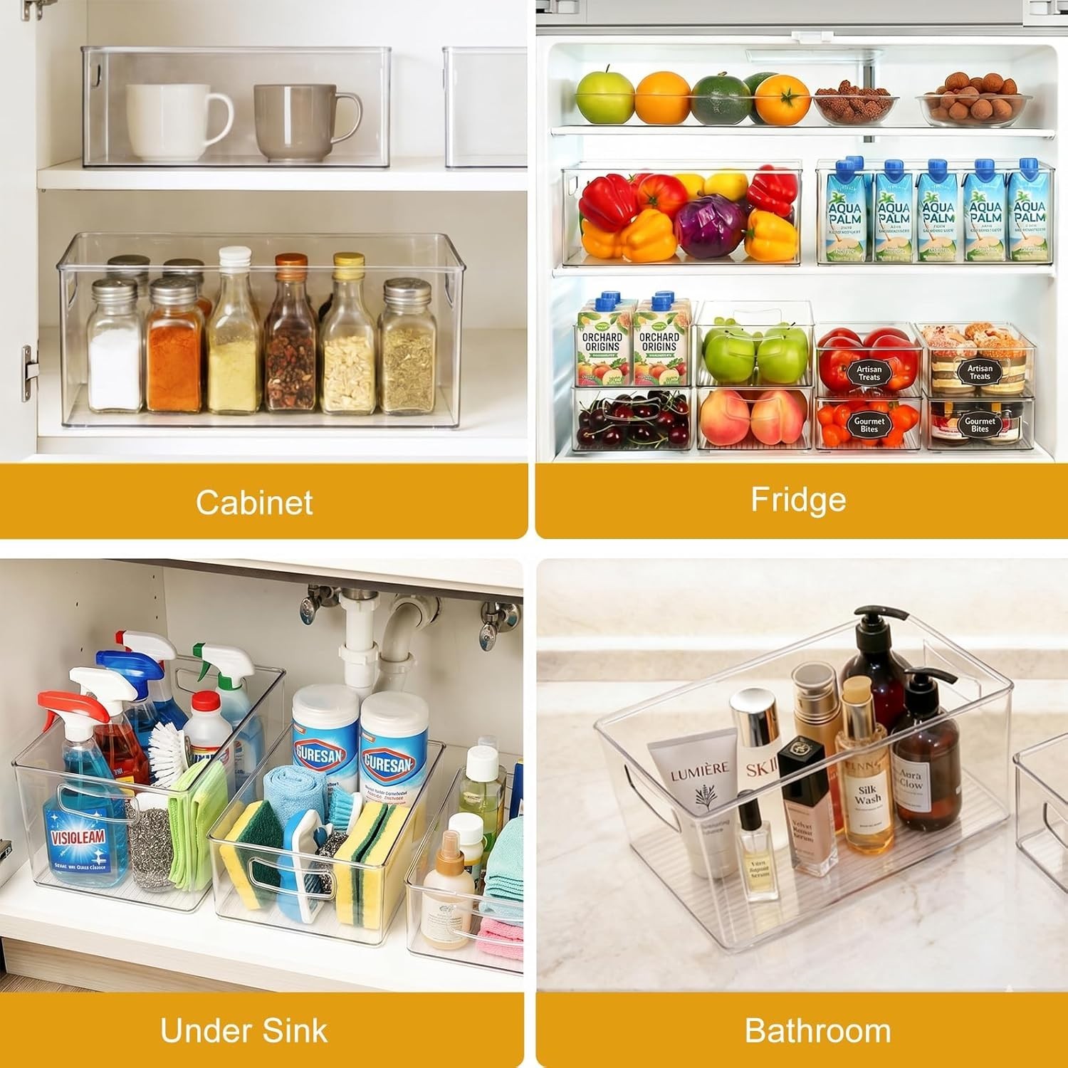 Large Capacity 8 Pack Clear Organizers – Perfect for Freezer and Cabinet Spaces