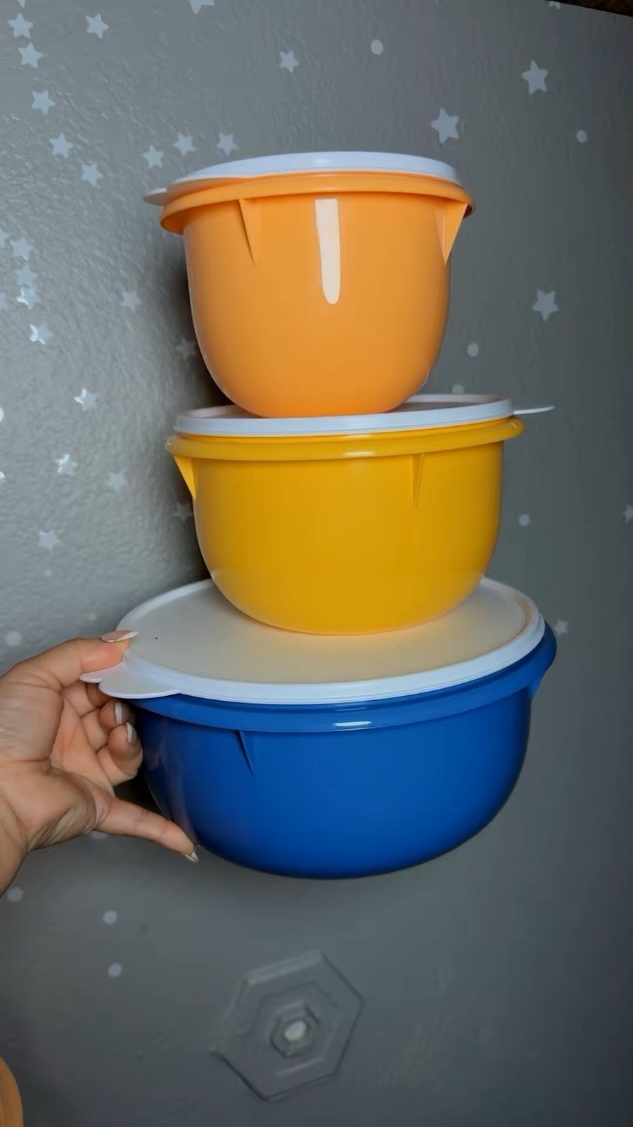 Round Plastic Food Storage Container Set w/ Snap Lids, 6-Piece, 7in, Solid