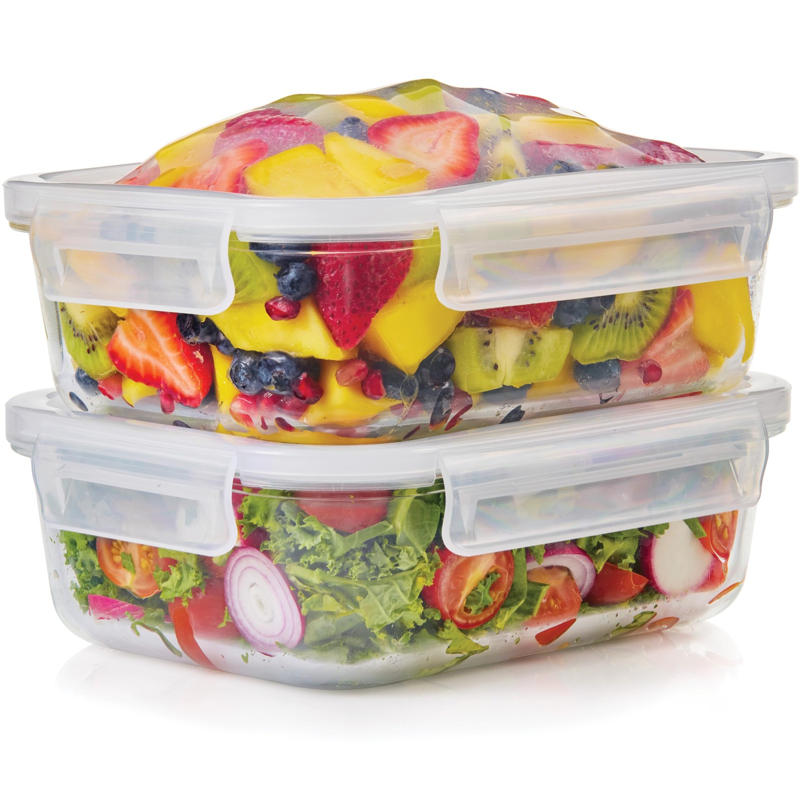 Set of 2 Glass food Storage Contaners with Expendable Airtight Lids, (1.59QT)…