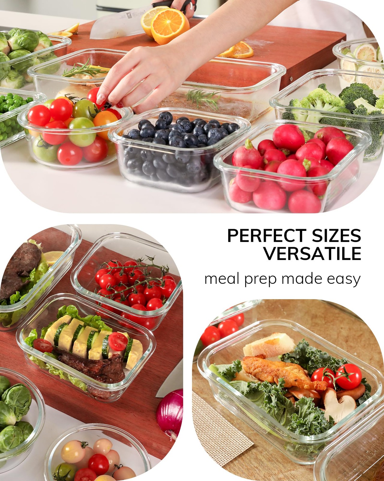 2-Pack Glass Food Storage Containers with Tempered Lids (630ml/2.7cup) – Airt…