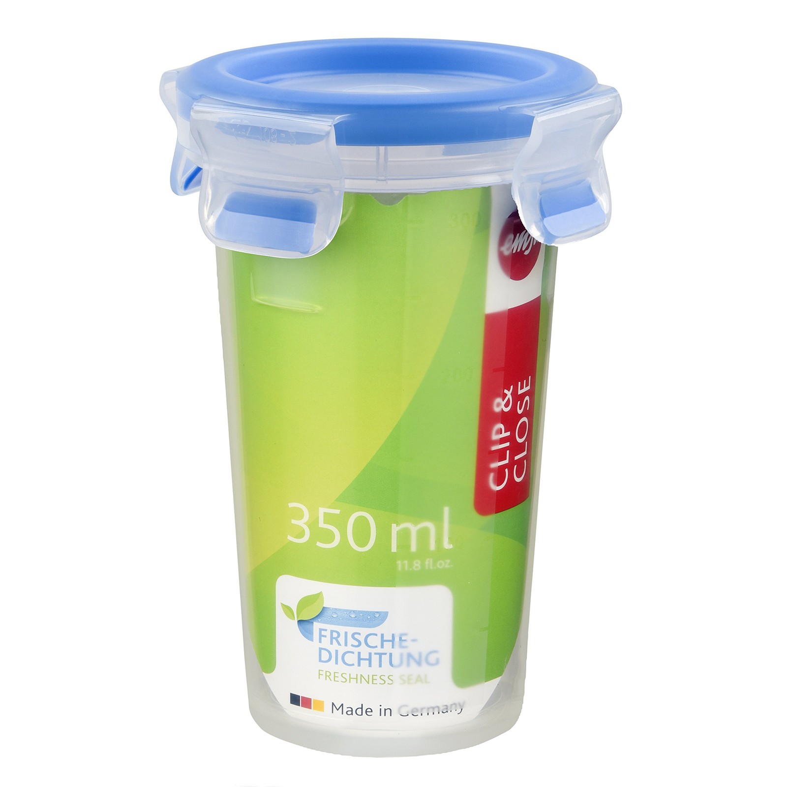 Emsa 508550 Clip & Close round food storage container 0.35 litres, transparent/b
