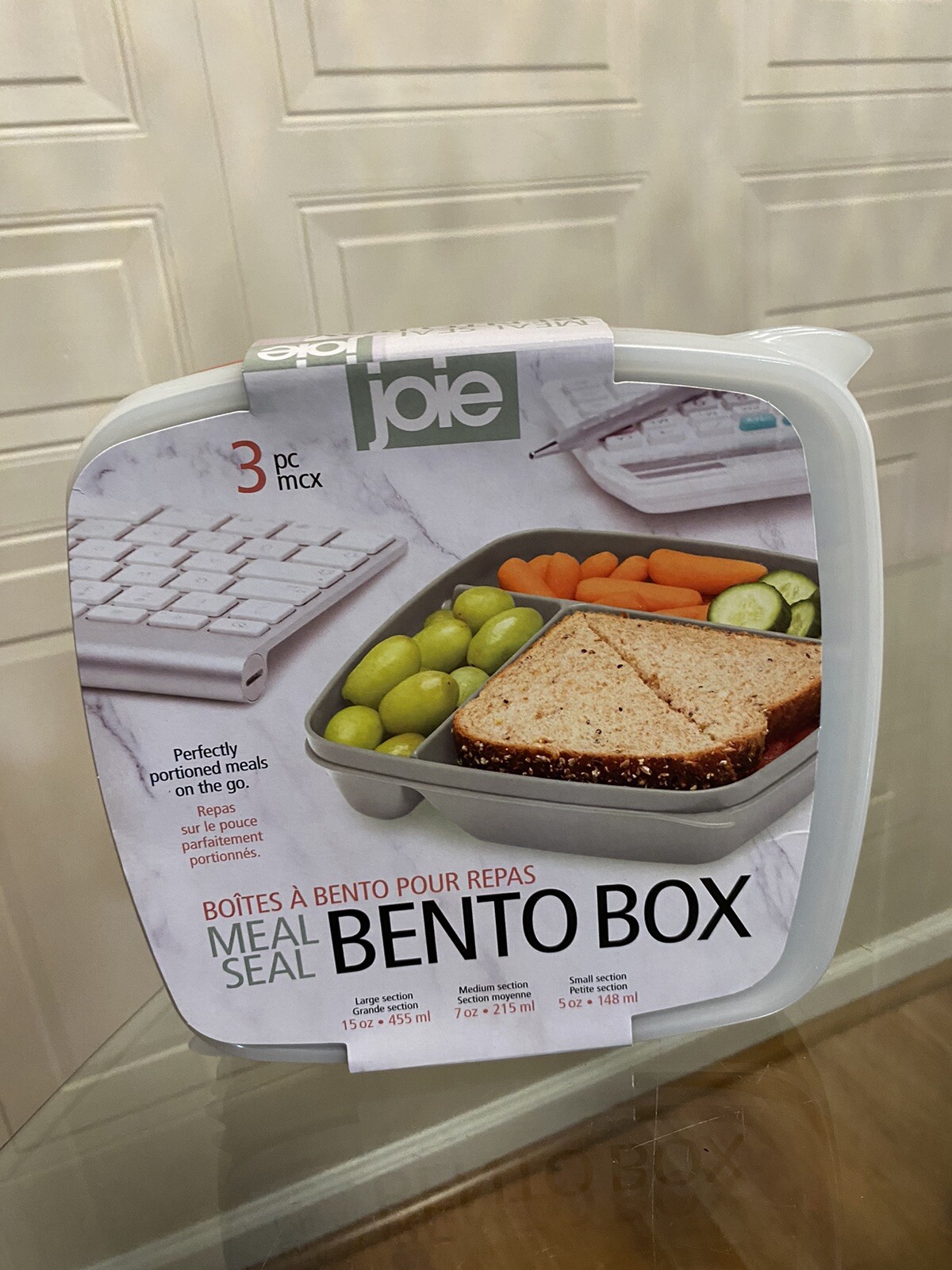 Joie Bento Box Perfectly Portion Meals On The Go Containers Green,Orange& Gray