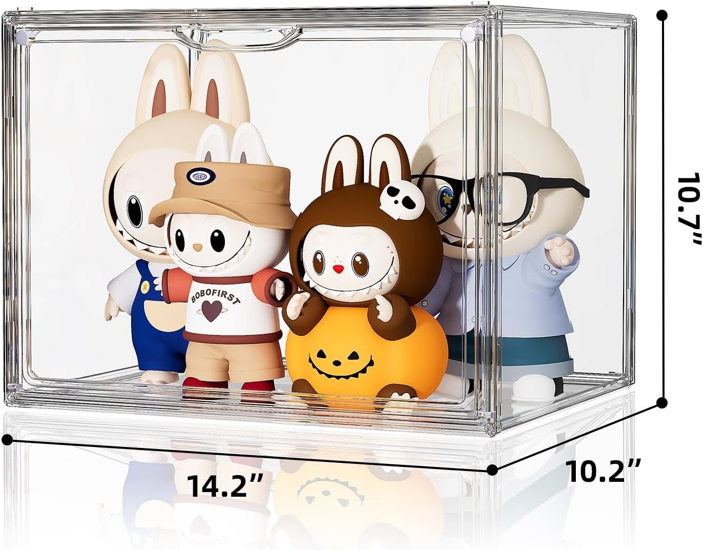 Clear Acrylic Display Case, Large Stackable Storage Bins Magnetic Attraction Lid