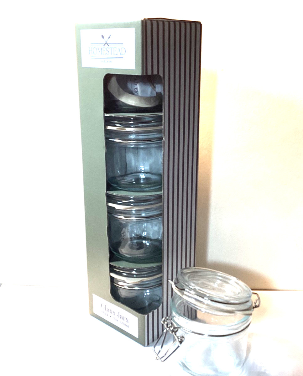 Homestead Kitchen-ClampJars-Food Storage-7.5 oz-Lot of 4-FAST SHIPPING !!!