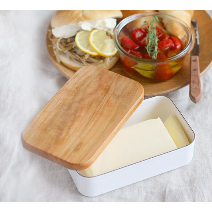 Noda Horo BT-200 / 450 Enamel Butter Case 200g / 450g with Cap Cherry from Japan