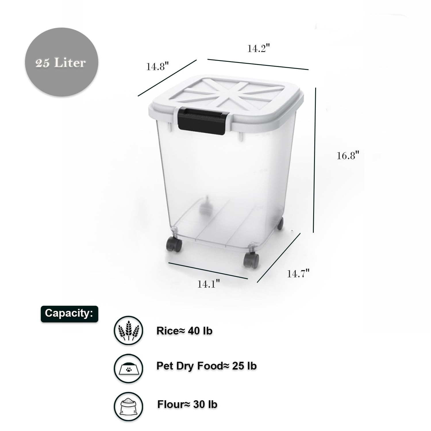 HANAMYA 40 LB Rice Storage Container with Measuring Cup, BPA , For Rice | Gra…